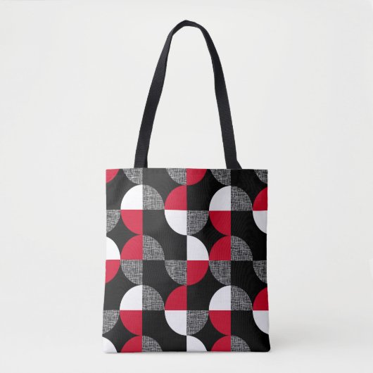 Tote Bag Motif de plaid géométrique noir, rouge, blanc. (Devant)