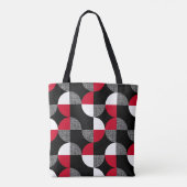 Tote Bag Motif de plaid géométrique noir, rouge, blanc. (Dos)