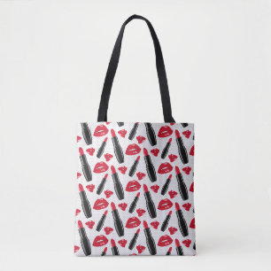 Tote Bag Motif de point de polka de rouge à lèvres et de