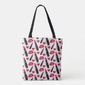 Tote Bag Motif de point de polka de rouge à lèvres et de (Dos)
