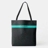 Tote Bag Motif de point Polka turquoise sur le texte de nom (Devant)