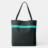 Tote Bag Motif de point Polka turquoise sur le texte de nom (Dos)