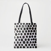 Tote Bag Motif de points Abstraits de Monogramme noir blanc (Devant)