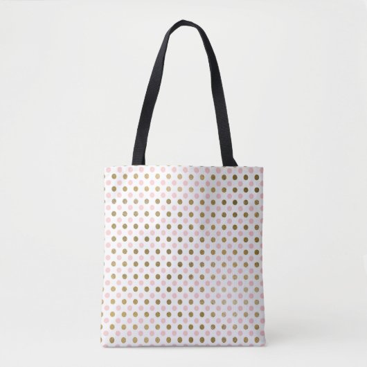 Tote Bag Motif de points Polka Pink et Gold Foil (Devant)
