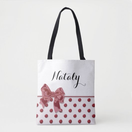 Tote Bag Motif de pois avec l'arc. monogramme (Devant)