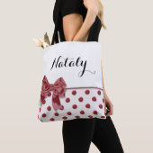 Tote Bag Motif de pois avec l'arc. monogramme (De près)