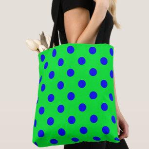 Tote Bag Motif de pois bleus sur fond vert