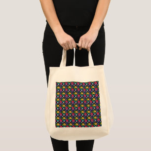 Tote Bag Motif de poissons tropicaux colorés sur fond noir