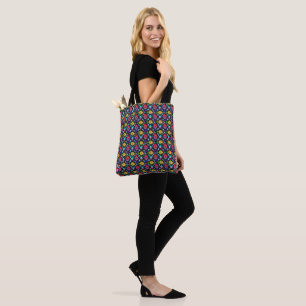 Tote Bag Motif de poissons tropicaux colorés sur fond noir