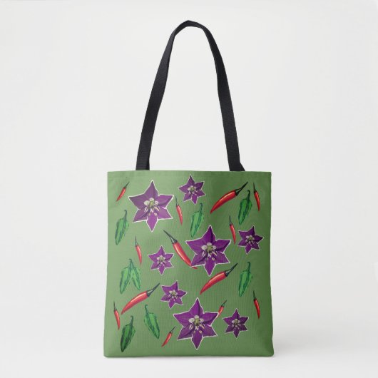 Tote Bag Motif de poivrons rouges, verts (Devant)