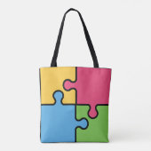 Tote Bag Motif de puzzle avec nom modifiable (Dos)