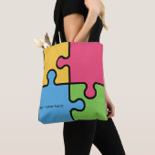 Tote Bag Motif de puzzle avec nom modifiable (De près)