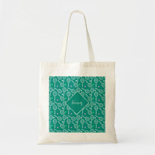 Tote Bag Motif de raquette de tennis rétro vert