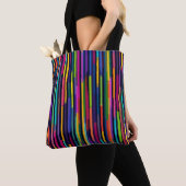 Tote Bag Motif de rayure verticale néon (De près)