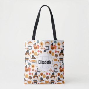 Tote Bag Motif de récolte de pèlerins d'action de grâce
