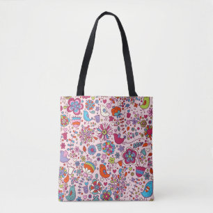 Tote Bag Motif de ressort avec les fleurs colorées