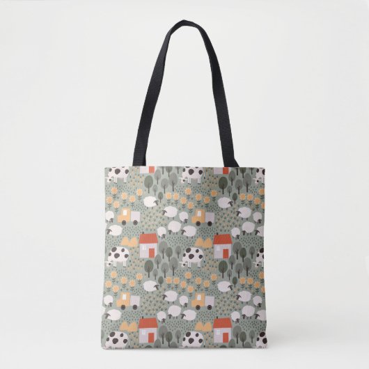 Tote Bag Motif de scène de ferme mignonne (Devant)