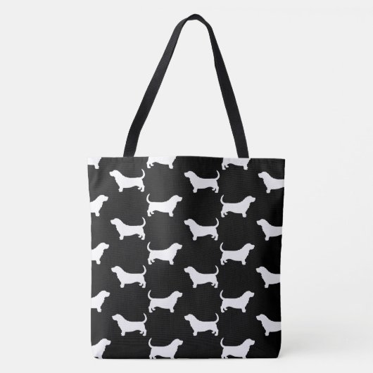 Tote Bag Motif de silhouettes de Basset Hound (Devant)