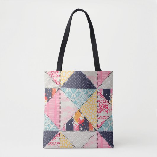 Tote Bag Motif de style Patchwork transparent. (Devant)