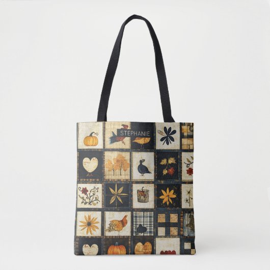 Tote Bag Motif de surface composée d'automne rustique | Pat (Devant)