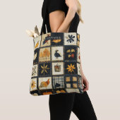 Tote Bag Motif de surface composée d'automne rustique | Pat (De près)