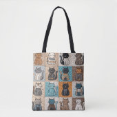 Tote Bag Motif de surface composée de collection de chats (Devant)
