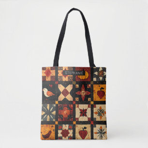 Tote Bag Motif de surface composée en Patchwork Automne Rus