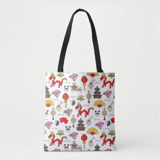 Tote Bag Motif de symboles de la Chine (Devant)