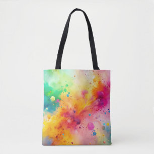 Tote Bag Motif de taches d'aquarelle abstraite vibrant