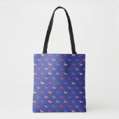 Tote Bag Motif de teckel coloré bleu (Devant)