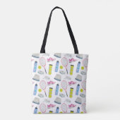 Tote Bag Motif de tennis rose aquarelle Monogramme (Dos)