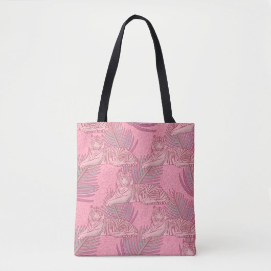Tote Bag Motif de tigre de la Jungle rose (Devant)
