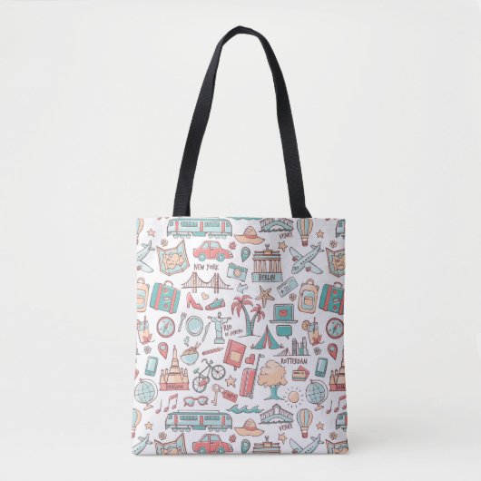 Tote Bag Motif de touristes en pastel (Devant)