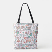 Tote Bag Motif de touristes en pastel (Dos)