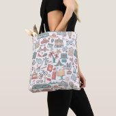 Tote Bag Motif de touristes en pastel (De près)