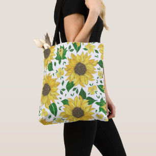 Tote Bag Motif de tournesol à l'aquarelle