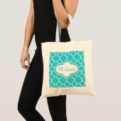 Tote Bag Motif de treillis bleu clair (Devant (produit))