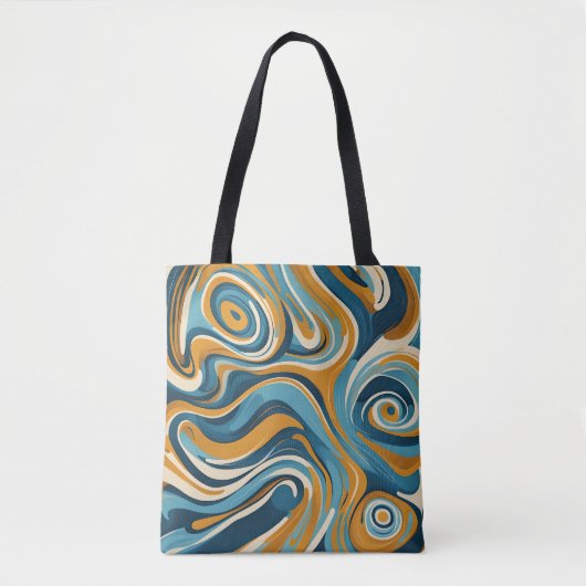 Tote Bag Motif de trippage bleu à billes en acier liquide O (Devant)