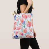Tote Bag Motif de tulipes d'aquarelle Shoulder Fourre-tout (De près)