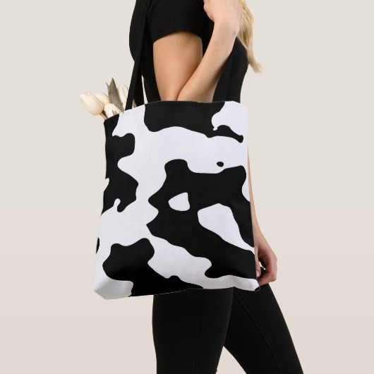 Tote Bag Motif de vache noir et blanc (De près)
