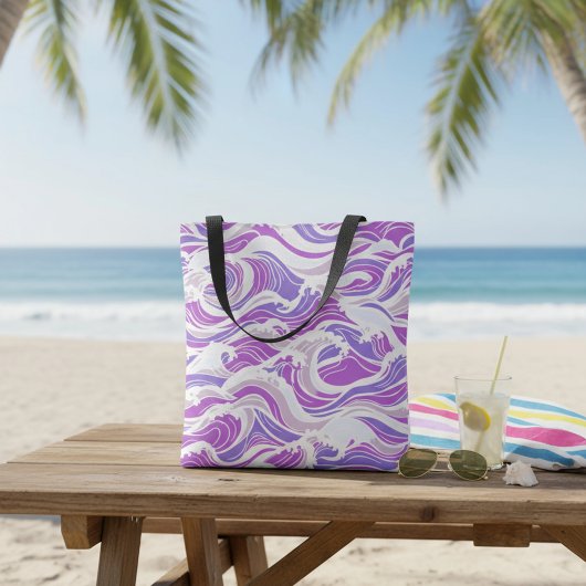 Tote Bag Motif de vague violette