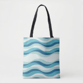 Tote Bag Motif de vagues nuances de bleu (Devant)