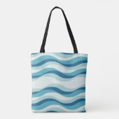 Tote Bag Motif de vagues nuances de bleu (Dos)