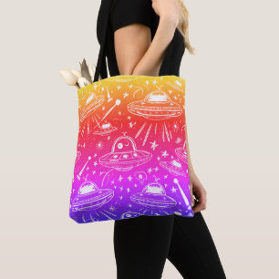 Tote Bag Motif de vaisseau spatial coloré