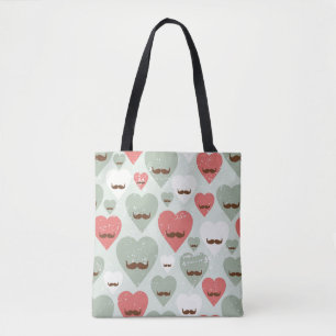 Tote Bag Motif de Valentine avec le coeur et la moustache