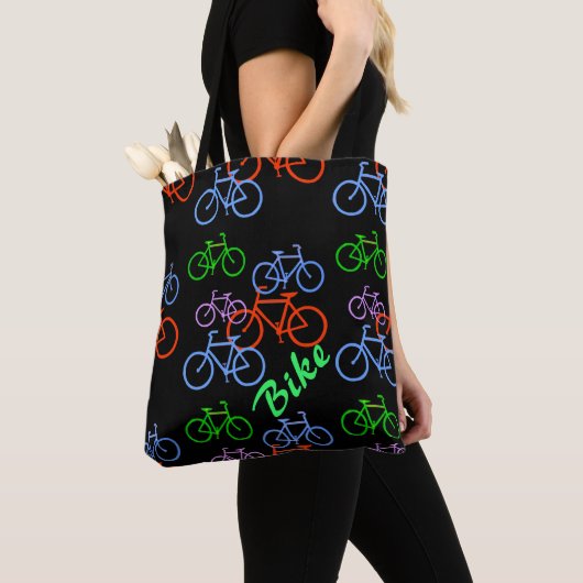 Tote Bag Motif de vélo coloré (De près)