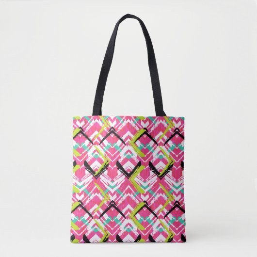 Tote Bag Motif de zigzag rose tiré par la main (Devant)