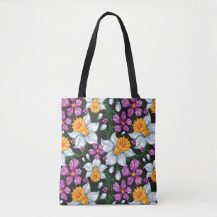 Tote Bag Motif d'élégance avec les fleurs 2 de narcisse