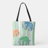 Tote Bag Motif d'éléphant sur les rayures vertes (Dos)