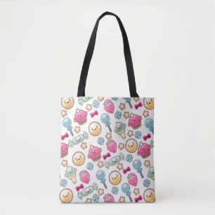 Tote Bag Motif d'enfant de Kawaii avec des griffonnages